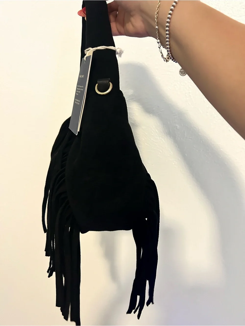 Universal Thread Black Suede Fringe Shoulder Bag
